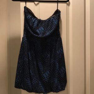 Black & blue Banana Republic strapless party dress